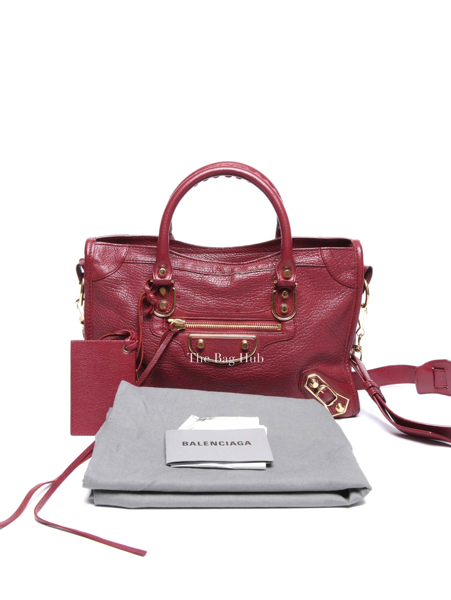Balenciaga Burgundy Chevre Small Metallic City Edge Bag GHW