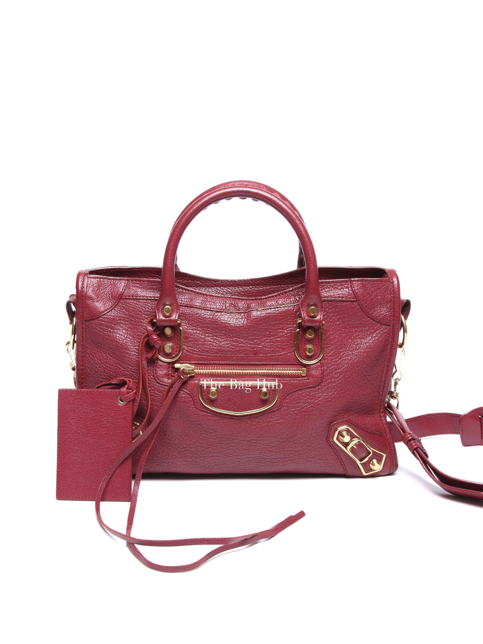 Balenciaga Burgundy Chevre Small Metallic City Edge Bag GHW