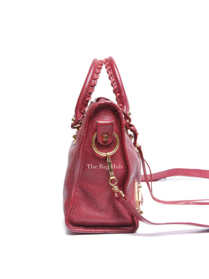Balenciaga Burgundy Chevre Small Metallic City Edge Bag GHW