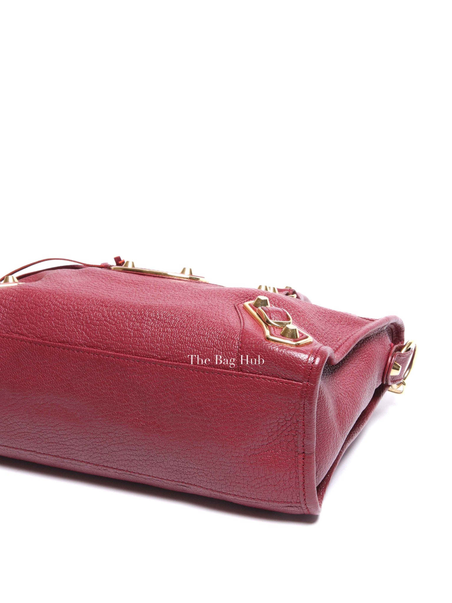 Balenciaga Burgundy Chevre Small Metallic City Edge Bag GHW