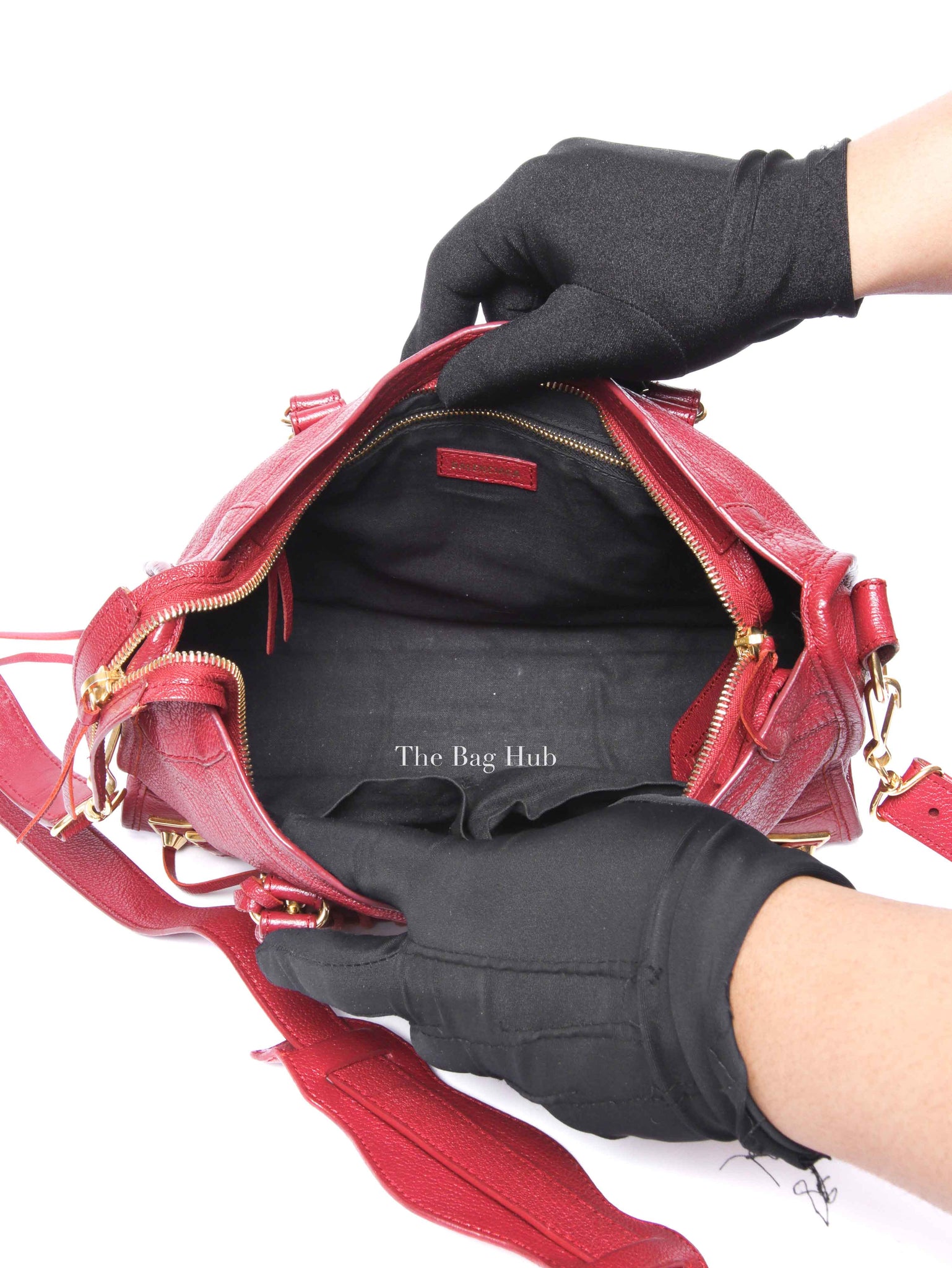 Balenciaga Burgundy Chevre Small Metallic City Edge Bag GHW
