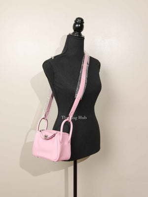 Hermes Rose Sakura Swift Mini Lindy Bag PHW