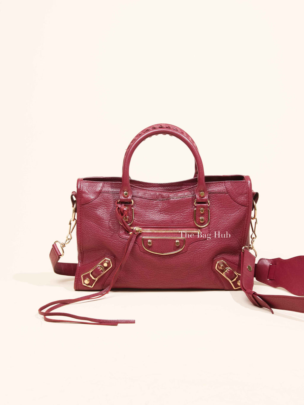 Balenciaga Burgundy Chevre Small Metallic City Edge Bag GHW