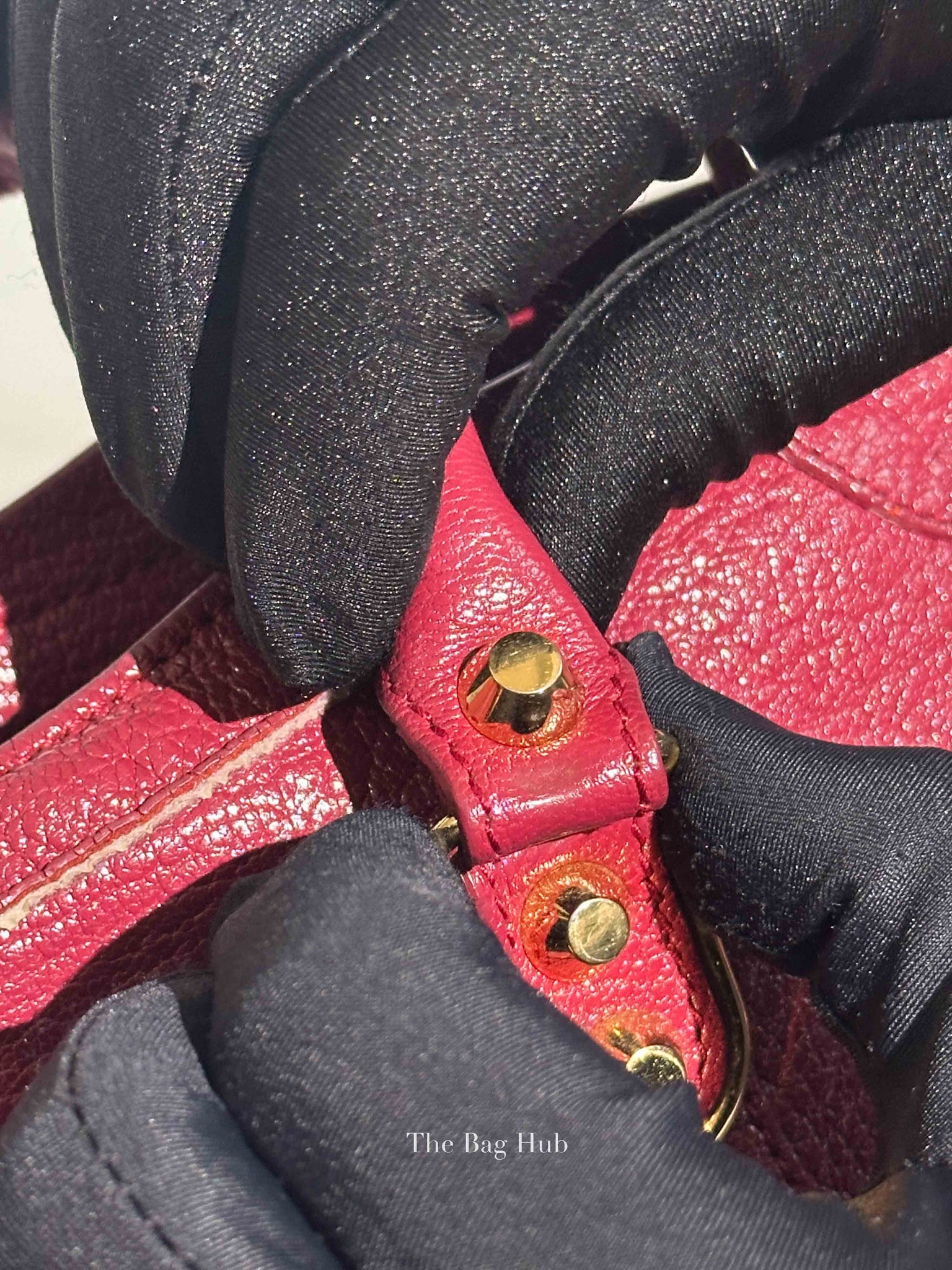 Balenciaga Burgundy Chevre Small Metallic City Edge Bag GHW