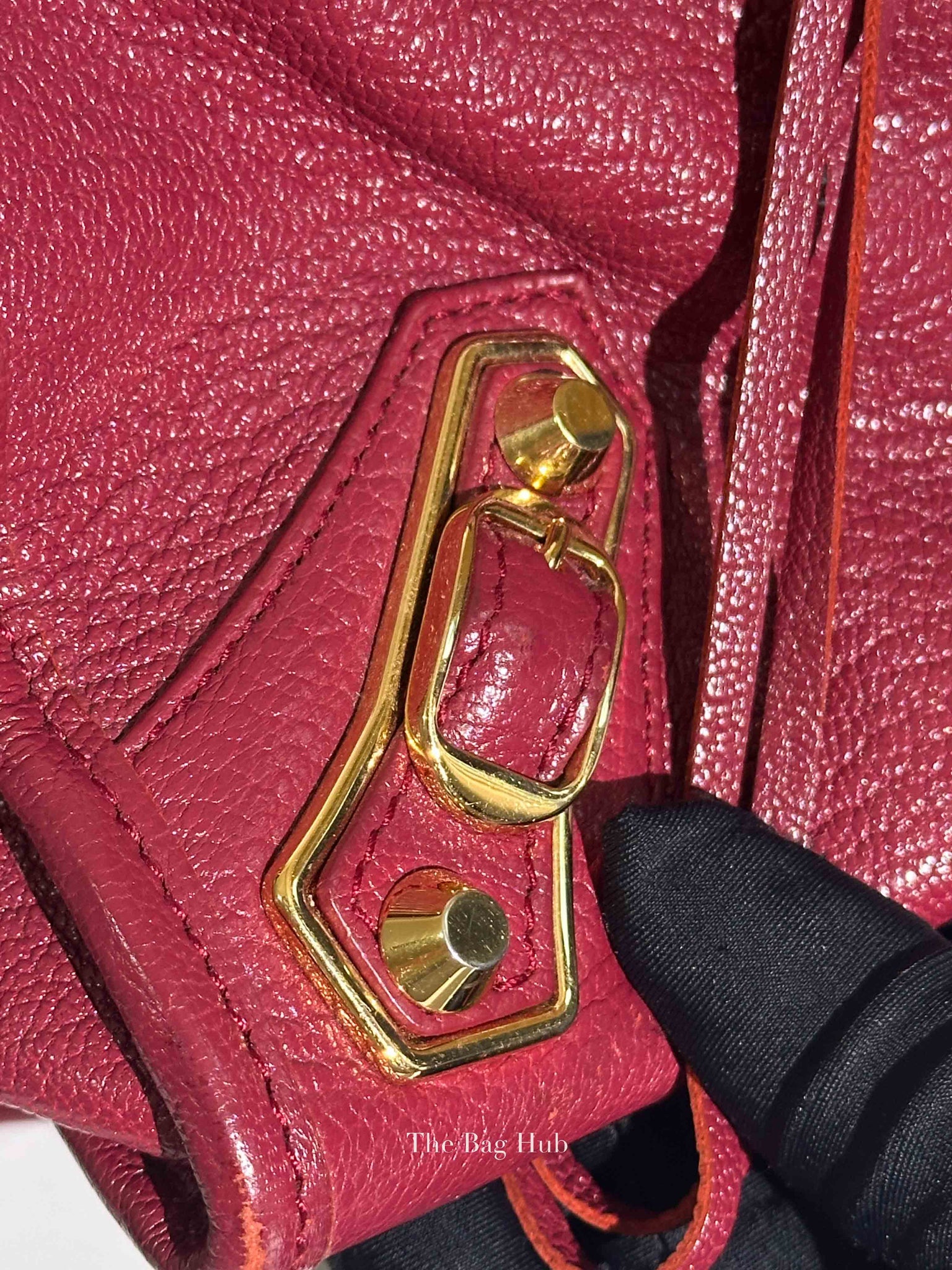 Balenciaga Burgundy Chevre Small Metallic City Edge Bag GHW