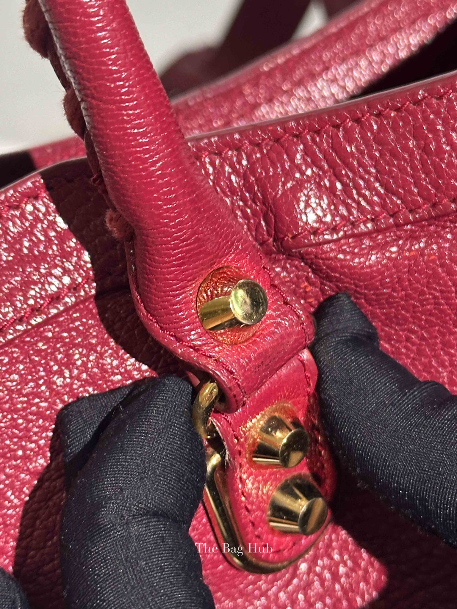 Balenciaga Burgundy Chevre Small Metallic City Edge Bag GHW
