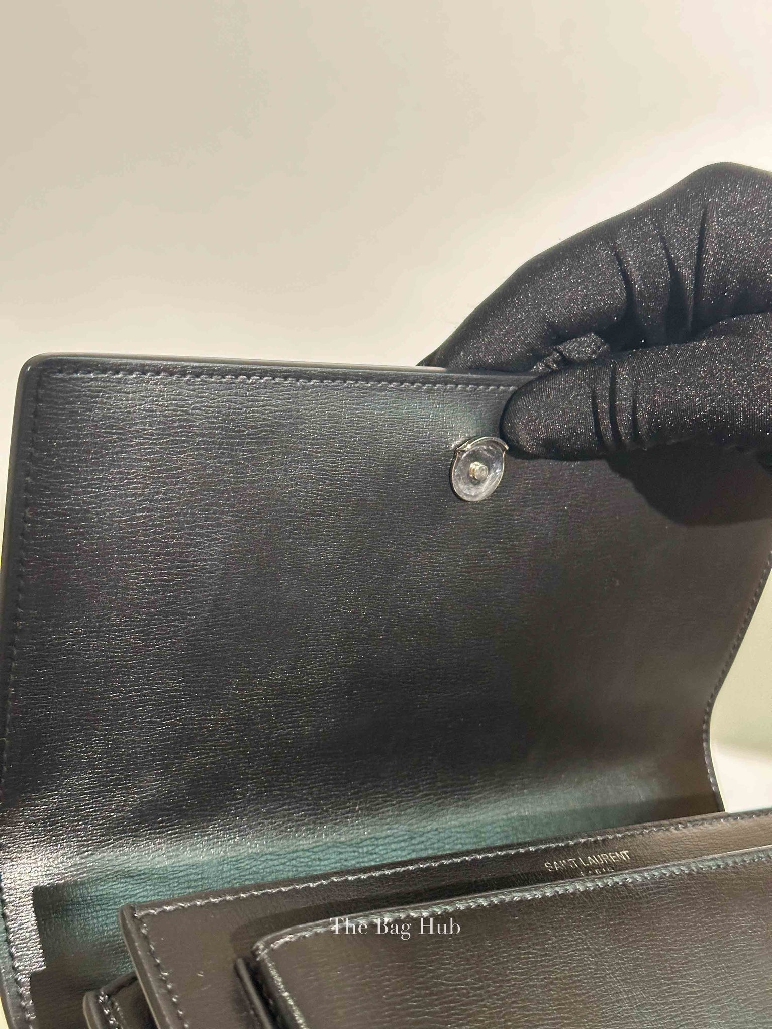 Saint Laurent Noir Smooth Leather Medium Sunset Shoulder Bag SHW
