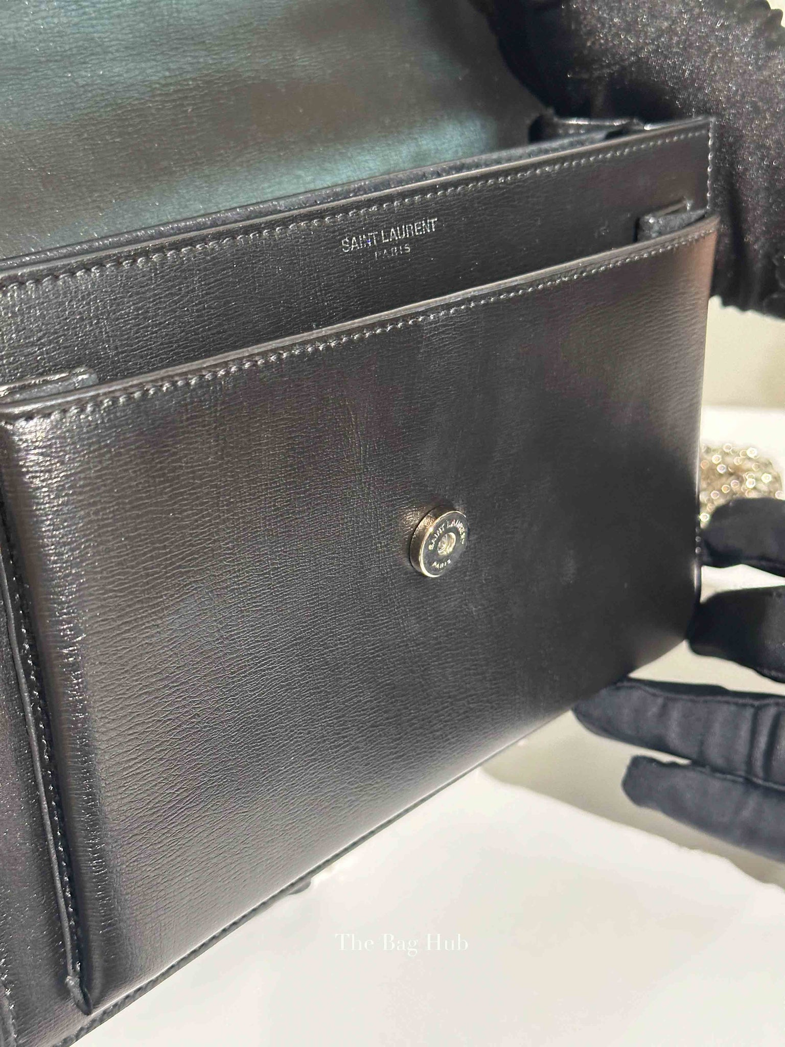 Saint Laurent Noir Smooth Leather Medium Sunset Shoulder Bag SHW