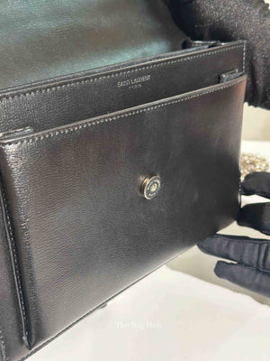 Saint Laurent Noir Smooth Leather Medium Sunset Shoulder Bag SHW