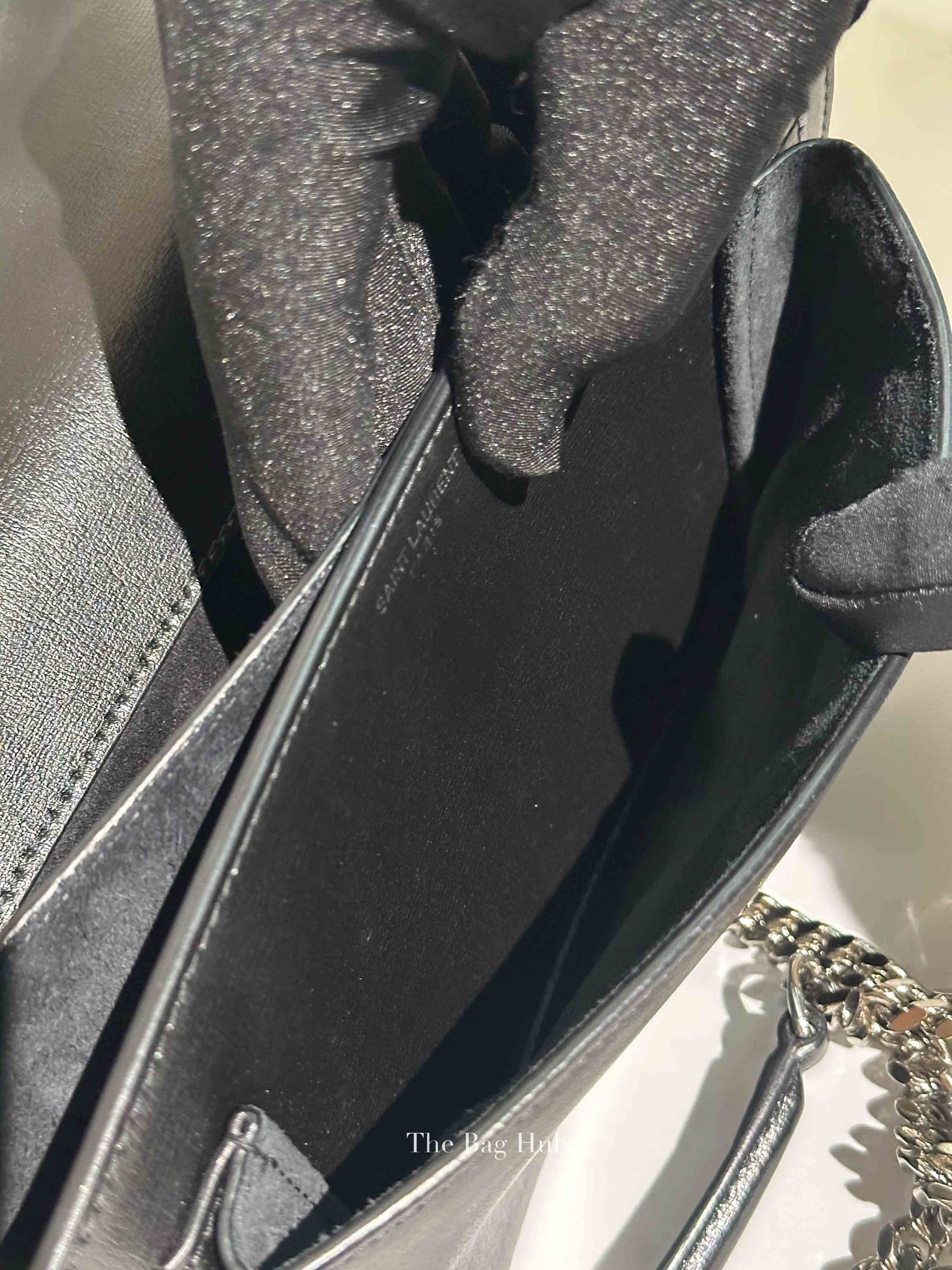 Saint Laurent Noir Smooth Leather Medium Sunset Shoulder Bag SHW