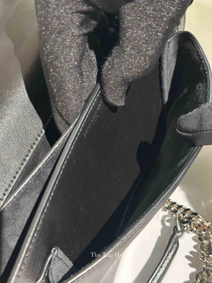 Saint Laurent Noir Smooth Leather Medium Sunset Shoulder Bag SHW