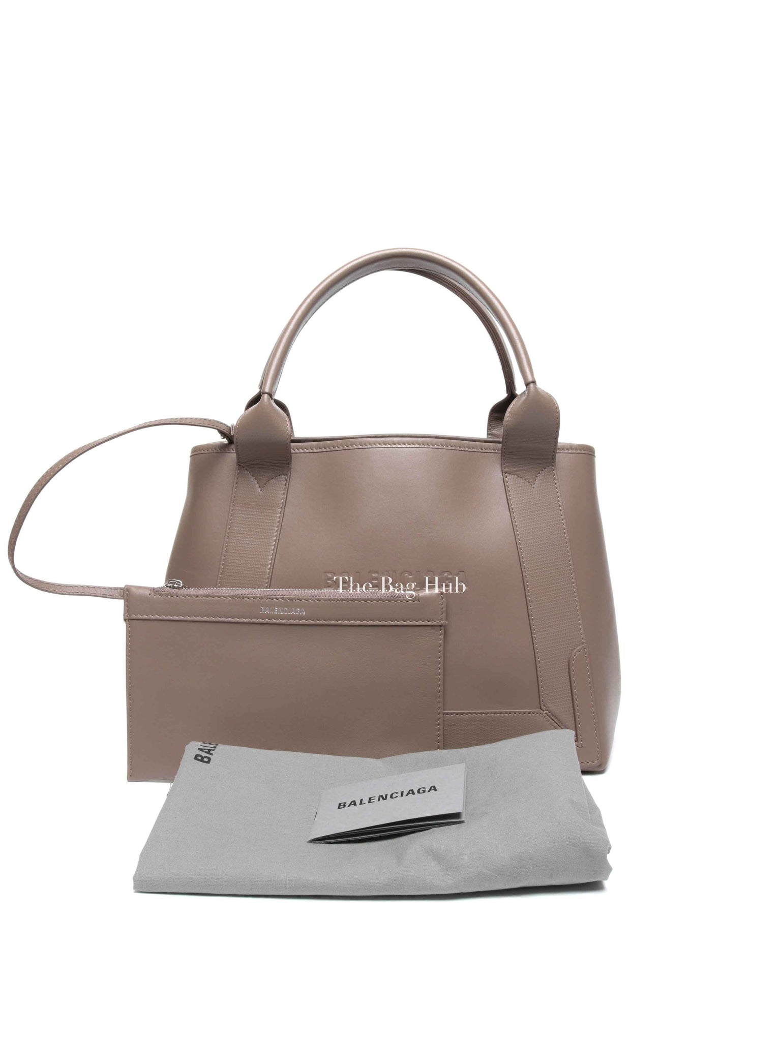 Balenciaga Taupe Leather Small Navy Cabas Bag