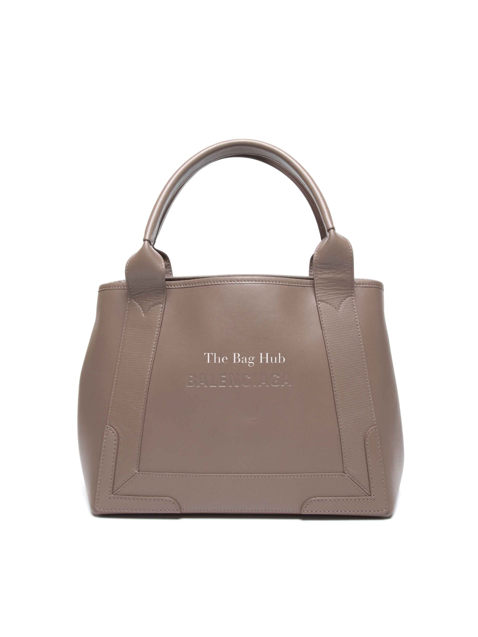 Balenciaga Taupe Leather Small Navy Cabas Bag