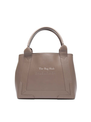 Balenciaga Taupe Leather Small Navy Cabas Bag