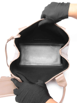 Balenciaga Taupe Leather Small Navy Cabas Bag