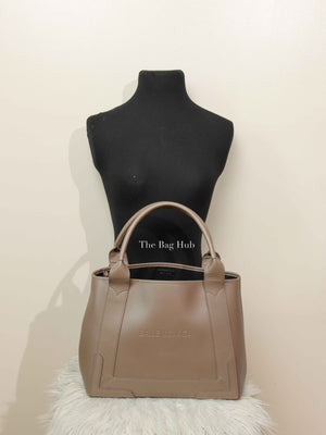 Balenciaga Taupe Leather Small Navy Cabas Bag