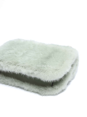 Valentino Mint Green Fur Glam Lock Rockstud Flap Bag