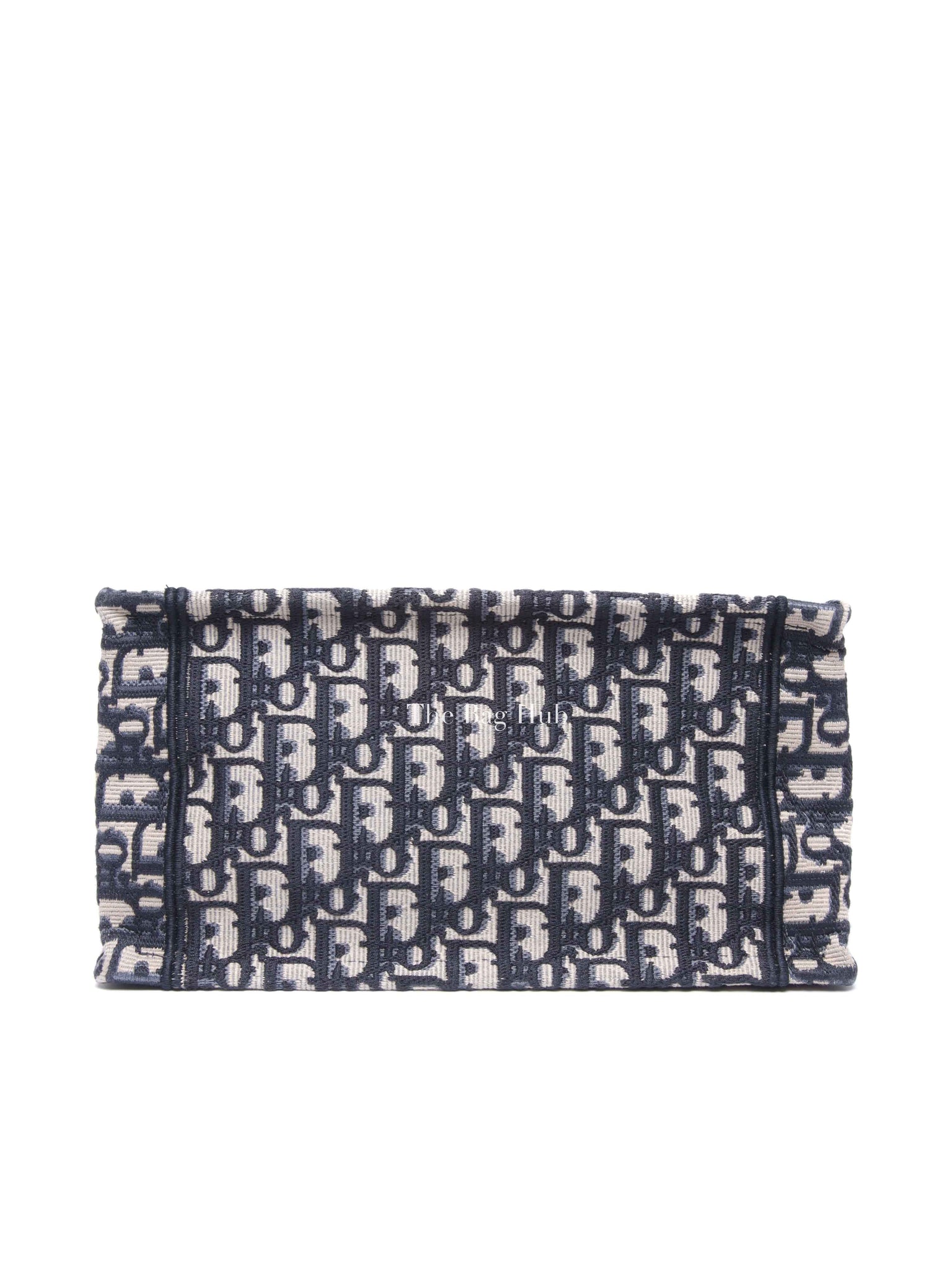Dior Ecru and Blue Oblique Embroidery Small Book Tote Bag