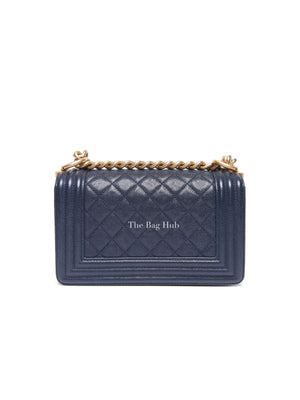 Chanel Navy Blue Quilted Caviar Small Boy Flap Bag GHW