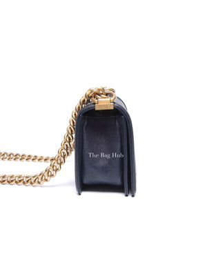 Chanel Navy Blue Quilted Caviar Small Boy Flap Bag GHW