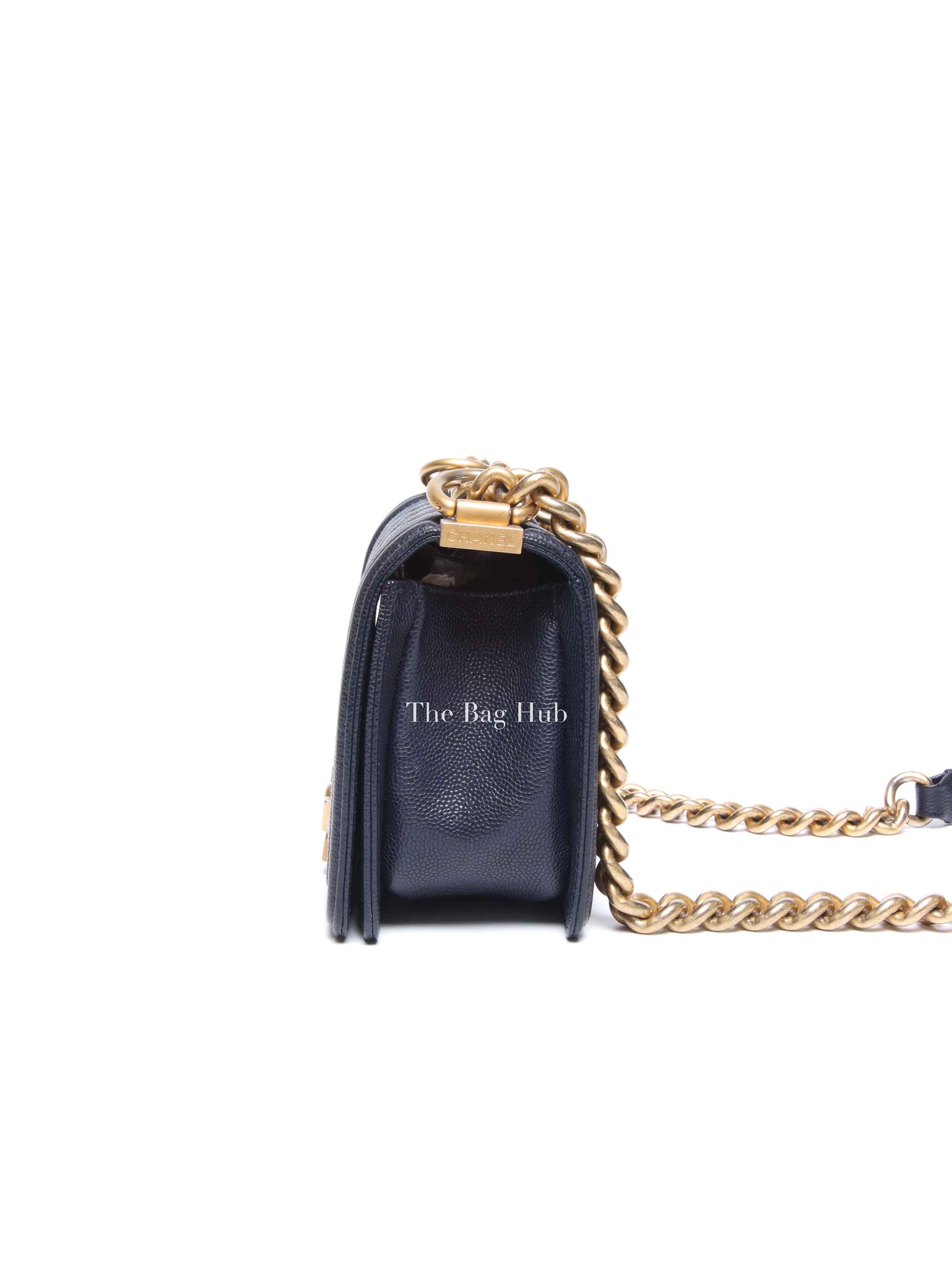Chanel Navy Blue Quilted Caviar Small Boy Flap Bag GHW