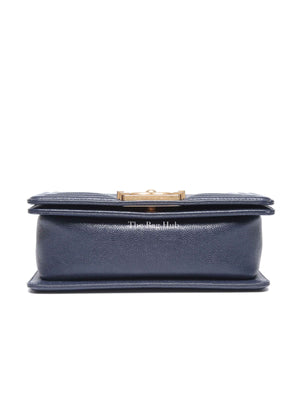 Chanel Navy Blue Quilted Caviar Small Boy Flap Bag GHW