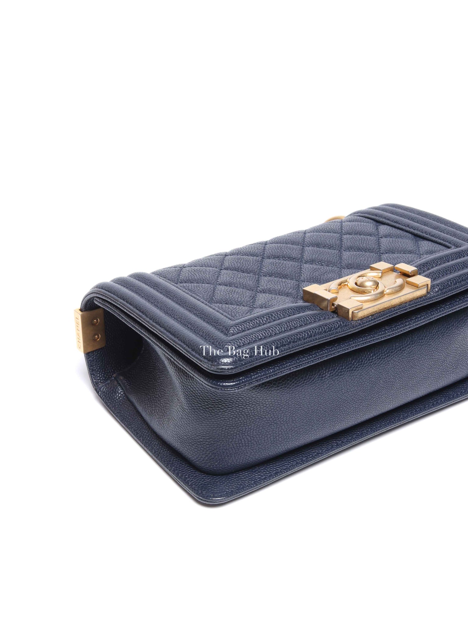 Chanel Navy Blue Quilted Caviar Small Boy Flap Bag GHW