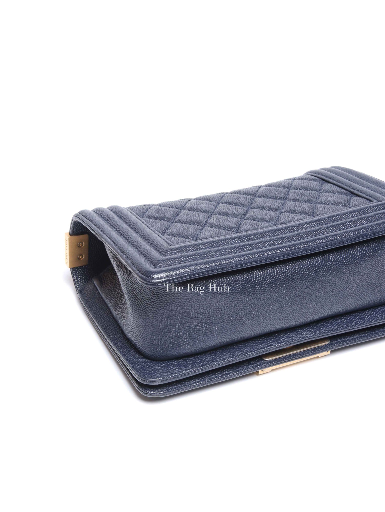 Chanel Navy Blue Quilted Caviar Small Boy Flap Bag GHW
