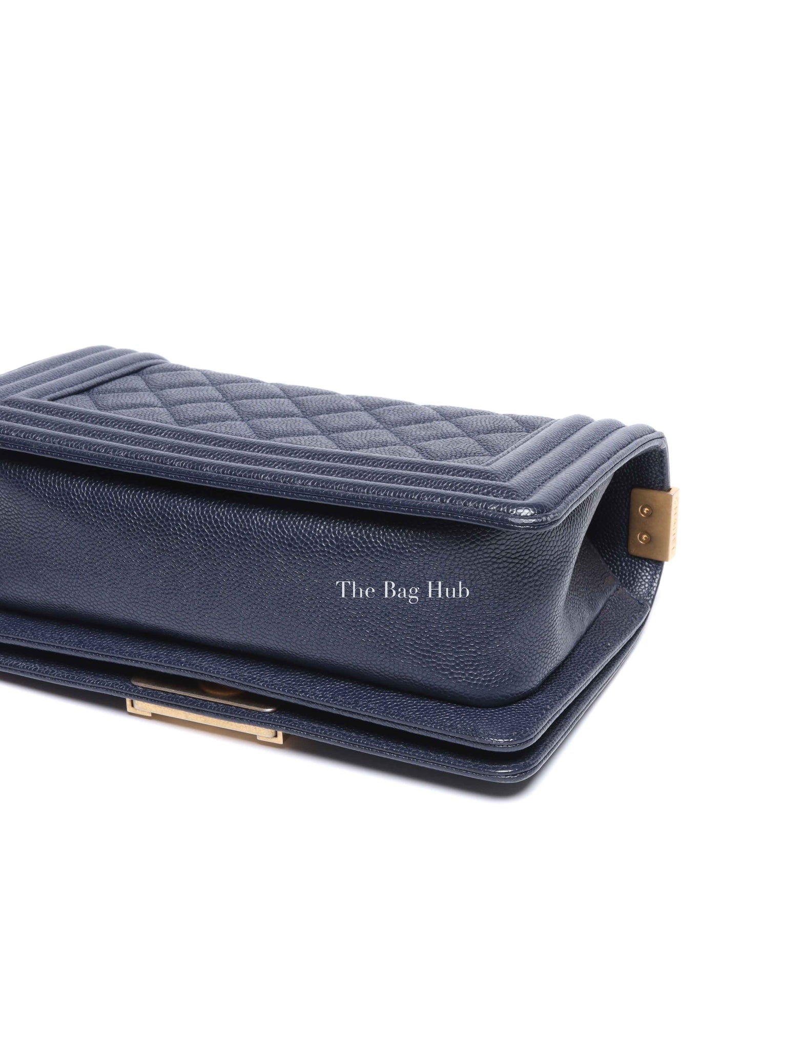 Chanel Navy Blue Quilted Caviar Small Boy Flap Bag GHW