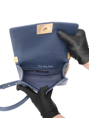 Chanel Navy Blue Quilted Caviar Small Boy Flap Bag GHW