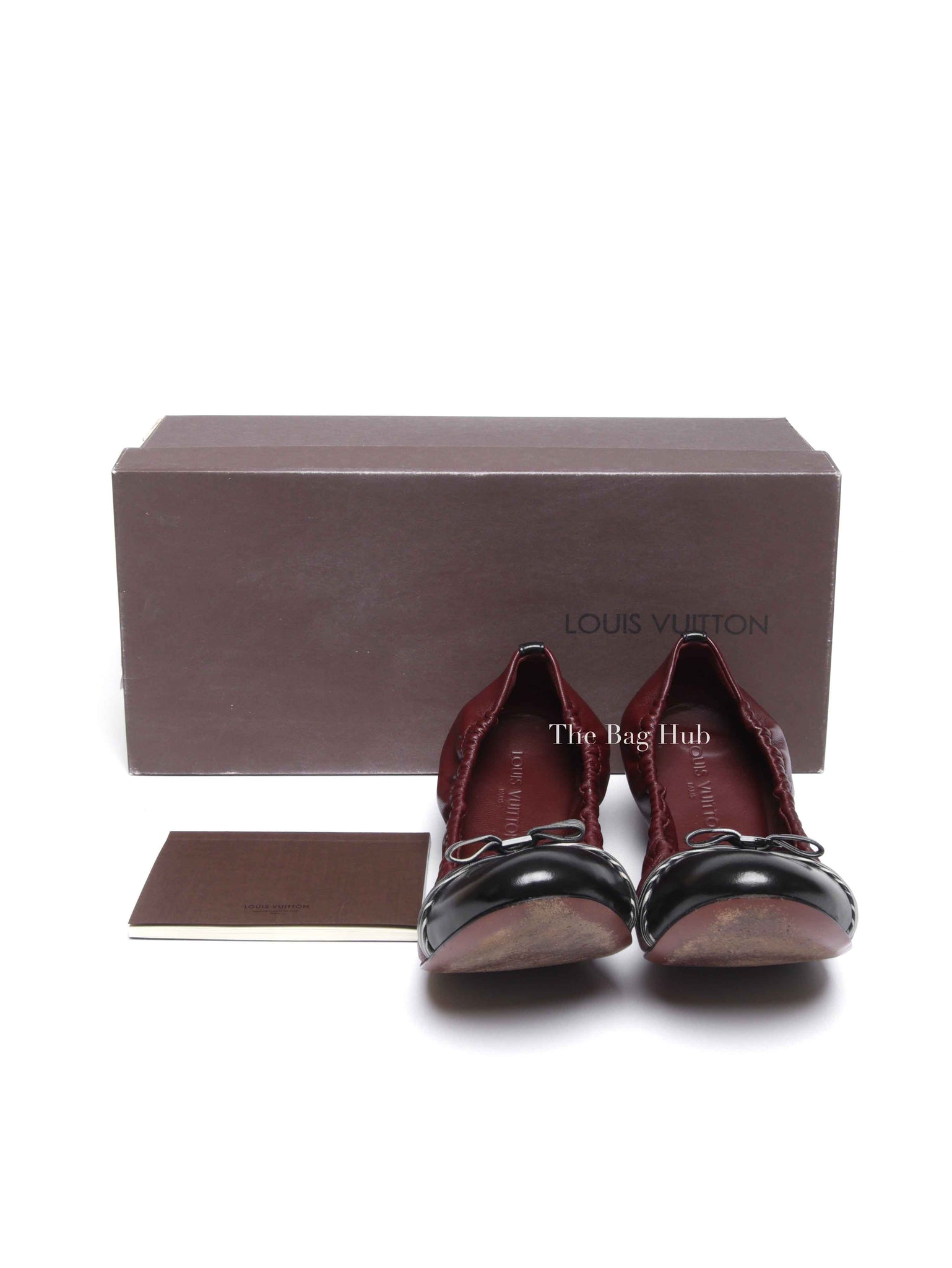Louis Vuitton Burgundy Leather Elba Scrunch Ballet Flats Size 36.5