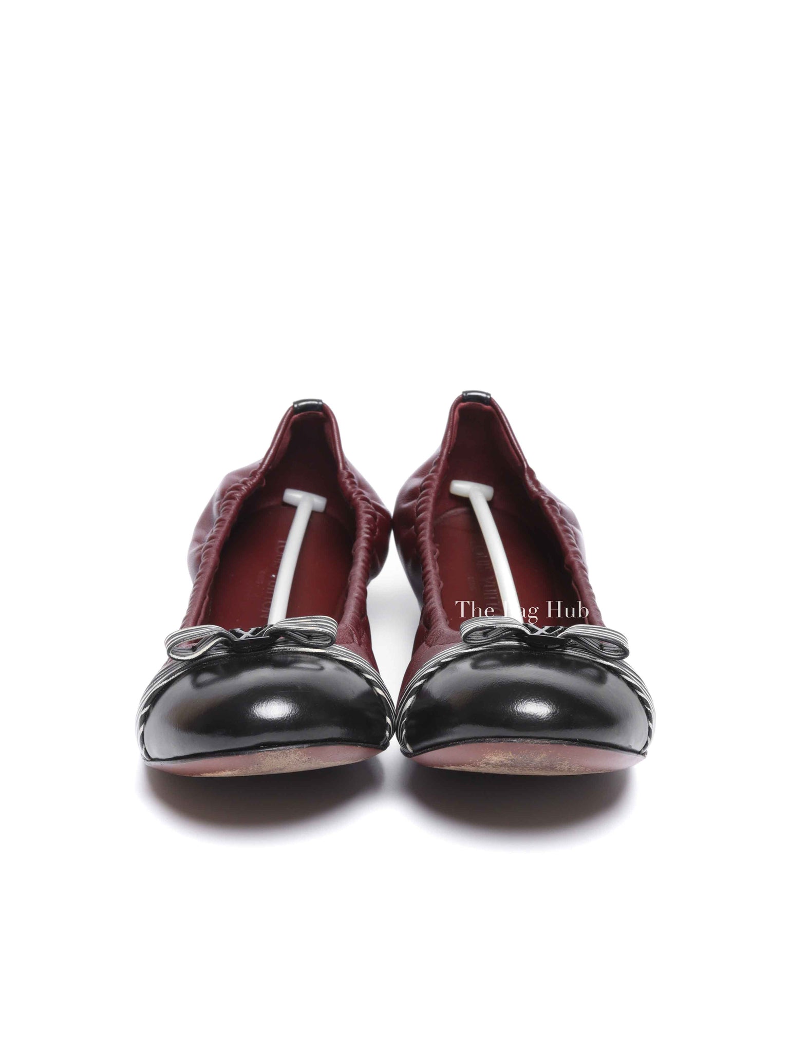 Louis Vuitton Burgundy Leather Elba Scrunch Ballet Flats Size 36.5