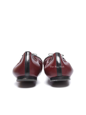 Louis Vuitton Burgundy Leather Elba Scrunch Ballet Flats Size 36.5