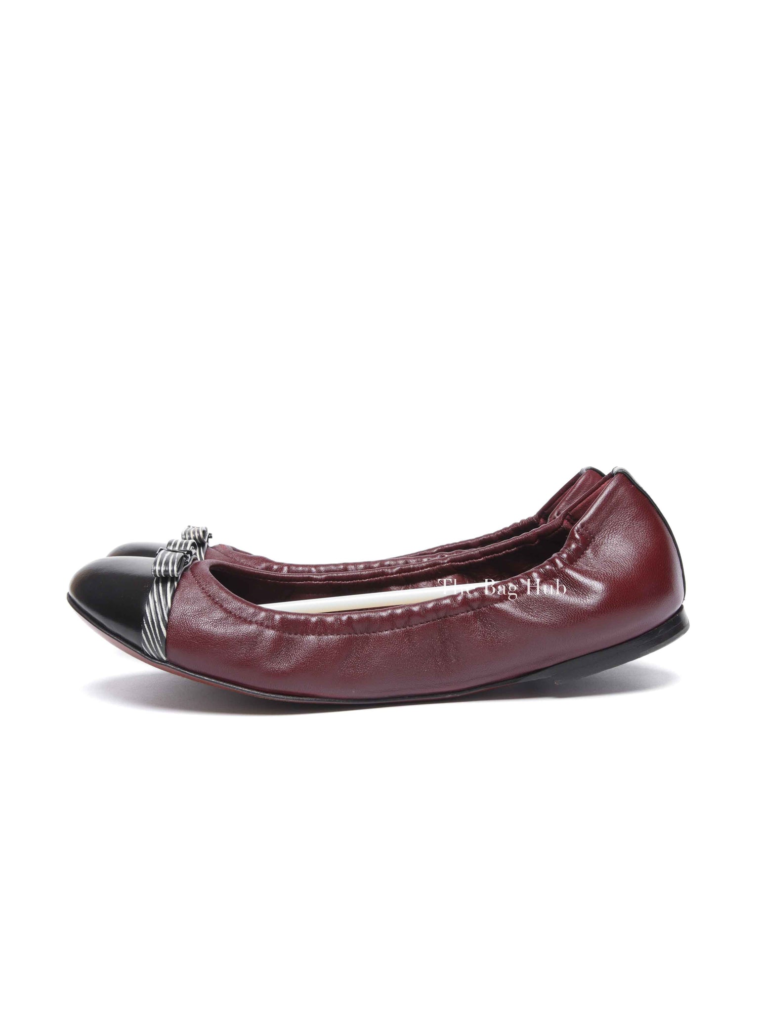 Louis Vuitton Burgundy Leather Elba Scrunch Ballet Flats Size 36.5