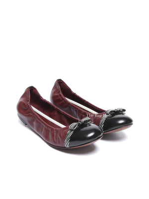 Louis Vuitton Burgundy Leather Elba Scrunch Ballet Flats Size 36.5