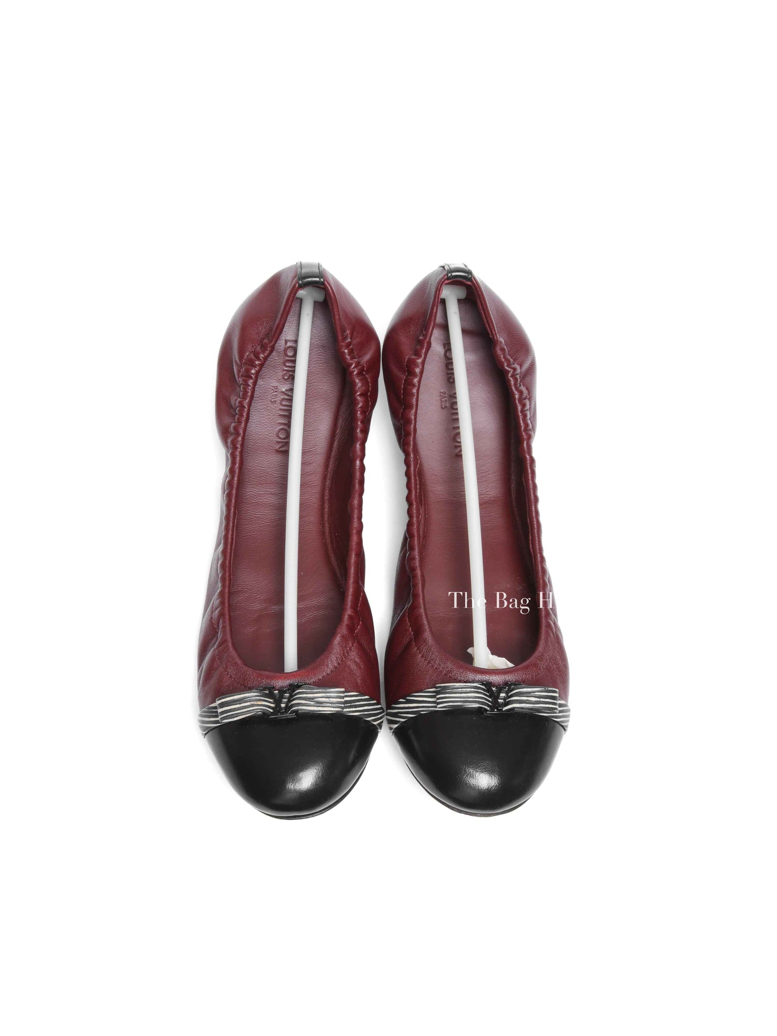 Louis Vuitton Burgundy Leather Elba Scrunch Ballet Flats Size 36.5