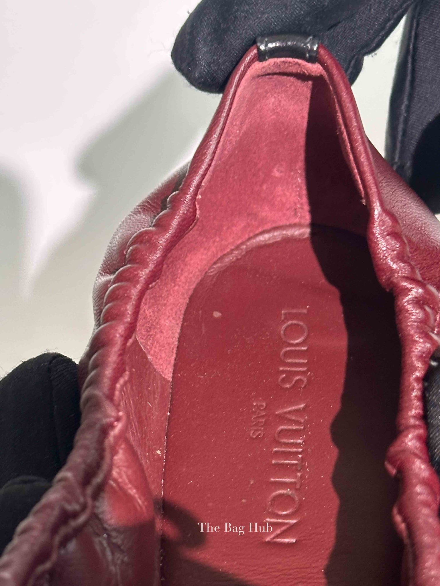 Louis Vuitton Burgundy Leather Elba Scrunch Ballet Flats Size 36.5