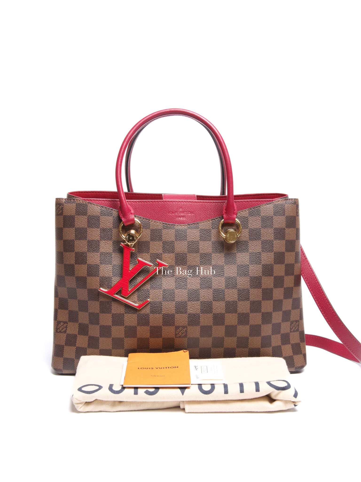 Louis Vuitton Red/Brown Damier Ebene Riverside Crossbody Tote Bag
