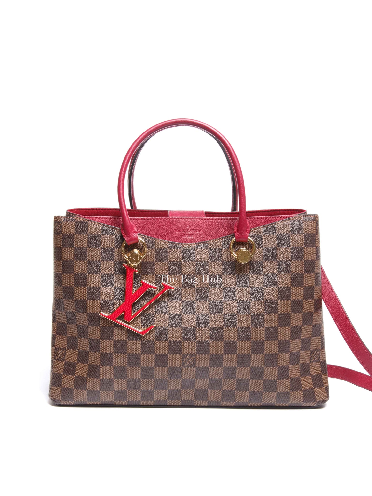 Louis Vuitton Red/Brown Damier Ebene Riverside Crossbody Tote Bag