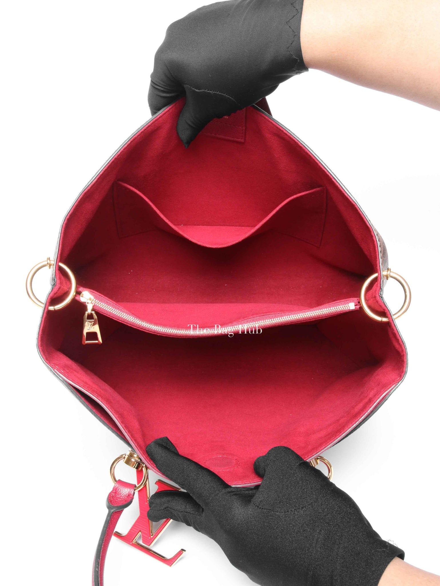 Louis Vuitton Red/Brown Damier Ebene Riverside Crossbody Tote Bag