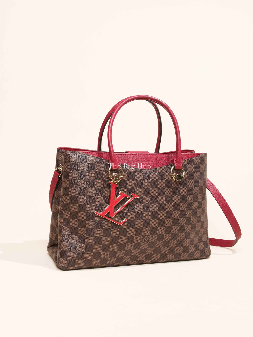 Louis Vuitton Red/Brown Damier Ebene Riverside Crossbody Tote Bag
