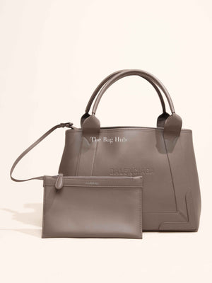 Balenciaga Taupe Leather Small Navy Cabas Bag
