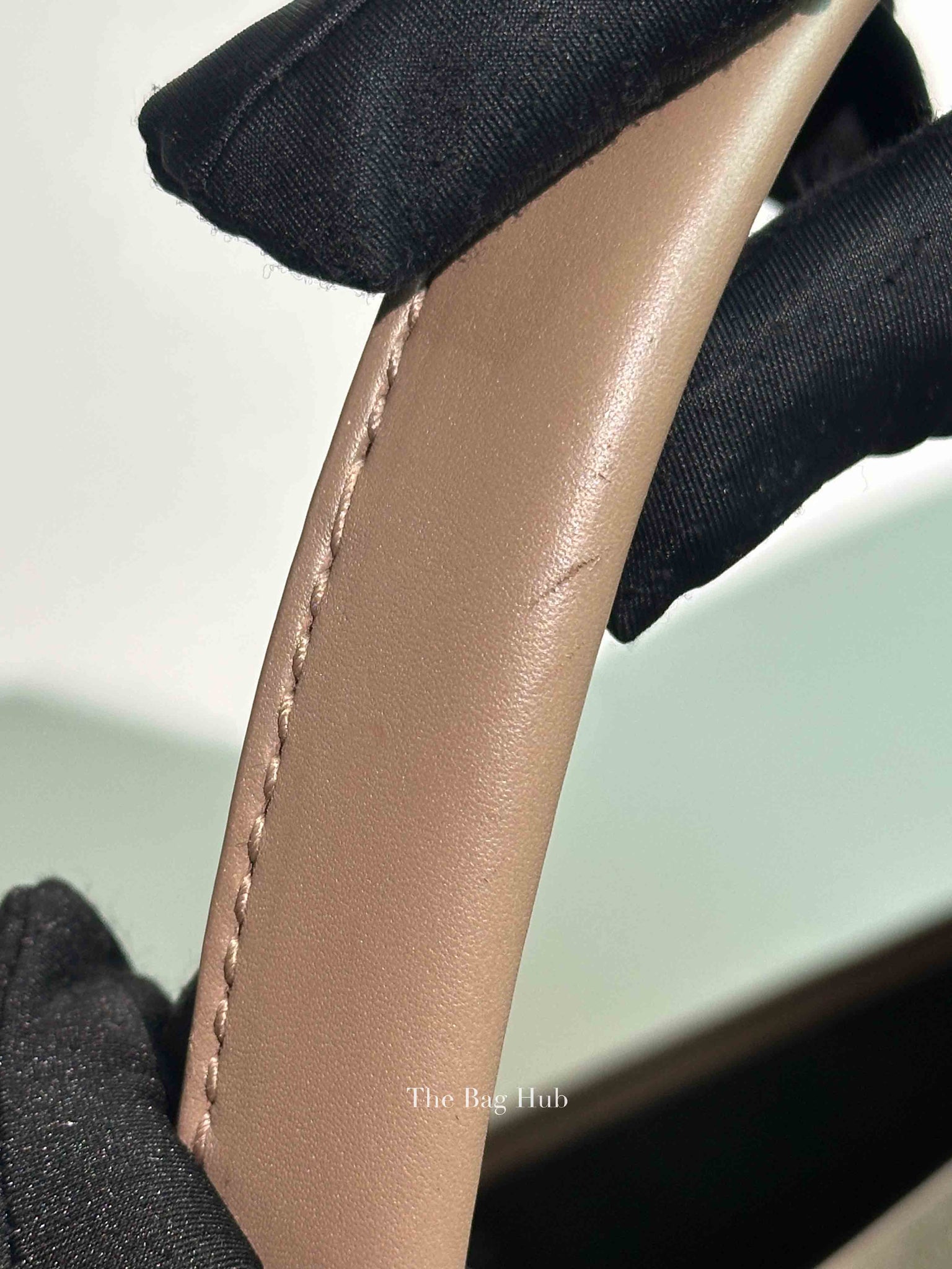 Balenciaga Taupe Leather Small Navy Cabas Bag