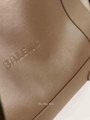 Balenciaga Taupe Leather Small Navy Cabas Bag