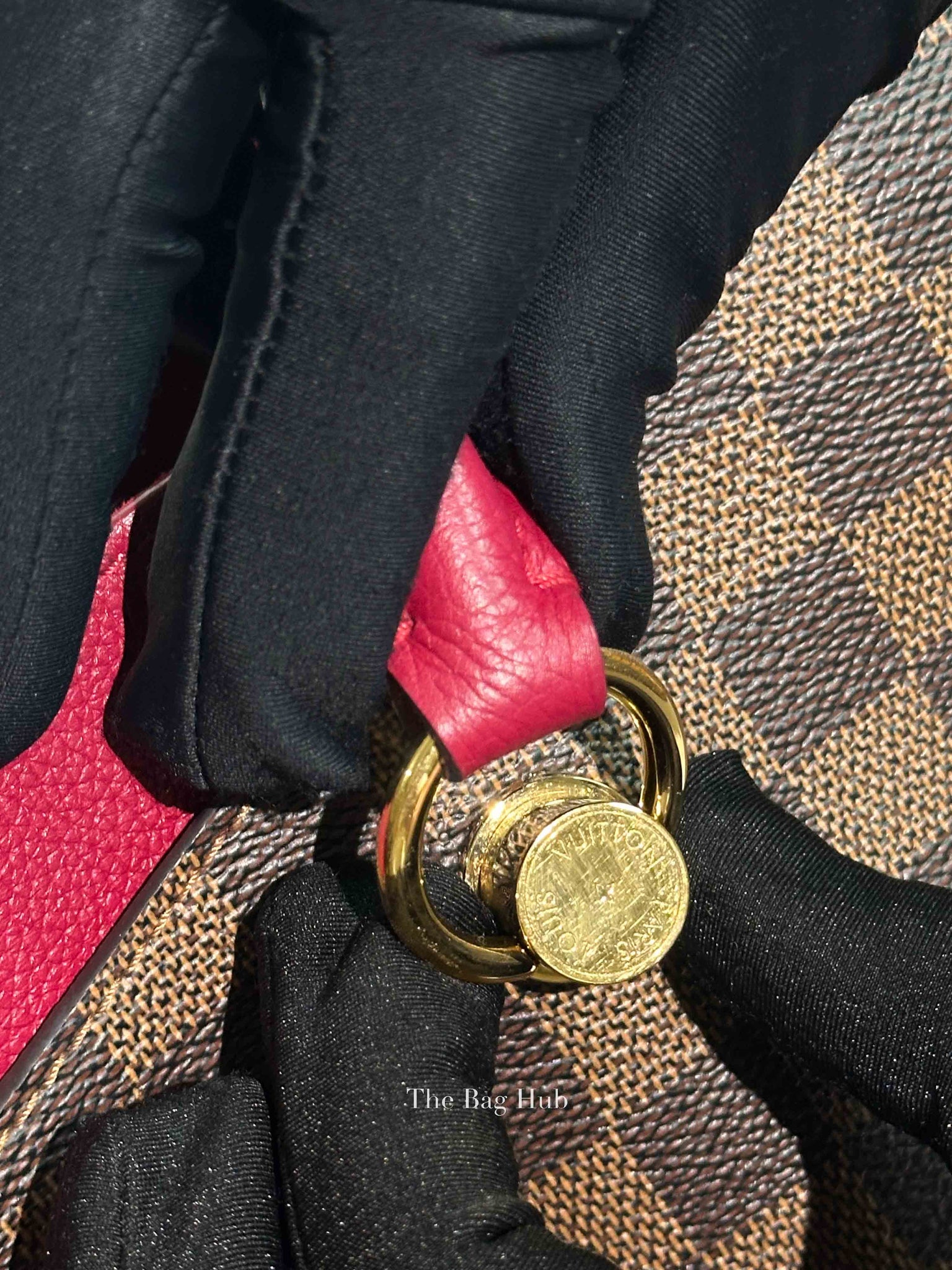 Louis Vuitton Red/Brown Damier Ebene Riverside Crossbody Tote Bag