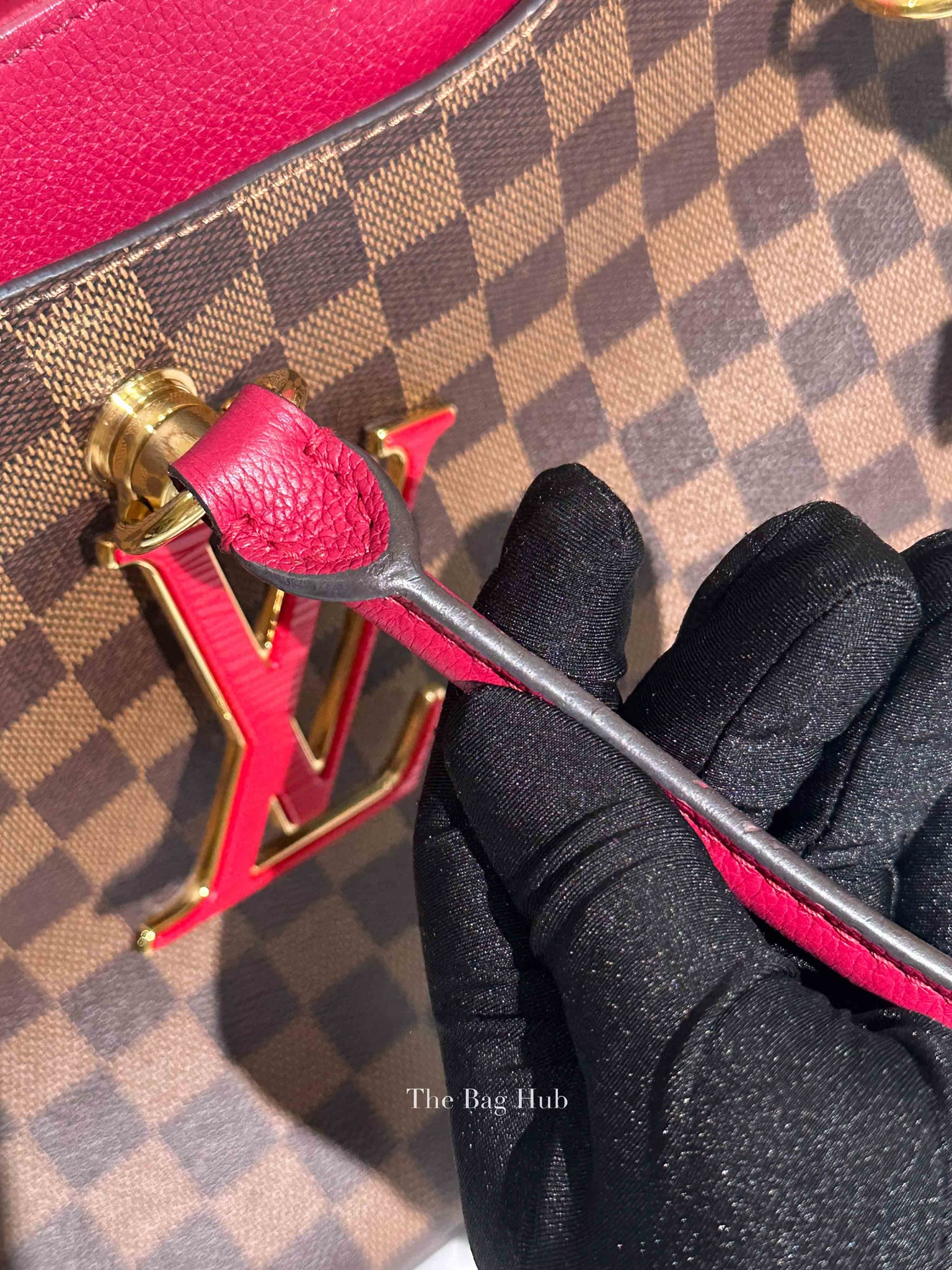 Louis Vuitton Red/Brown Damier Ebene Riverside Crossbody Tote Bag