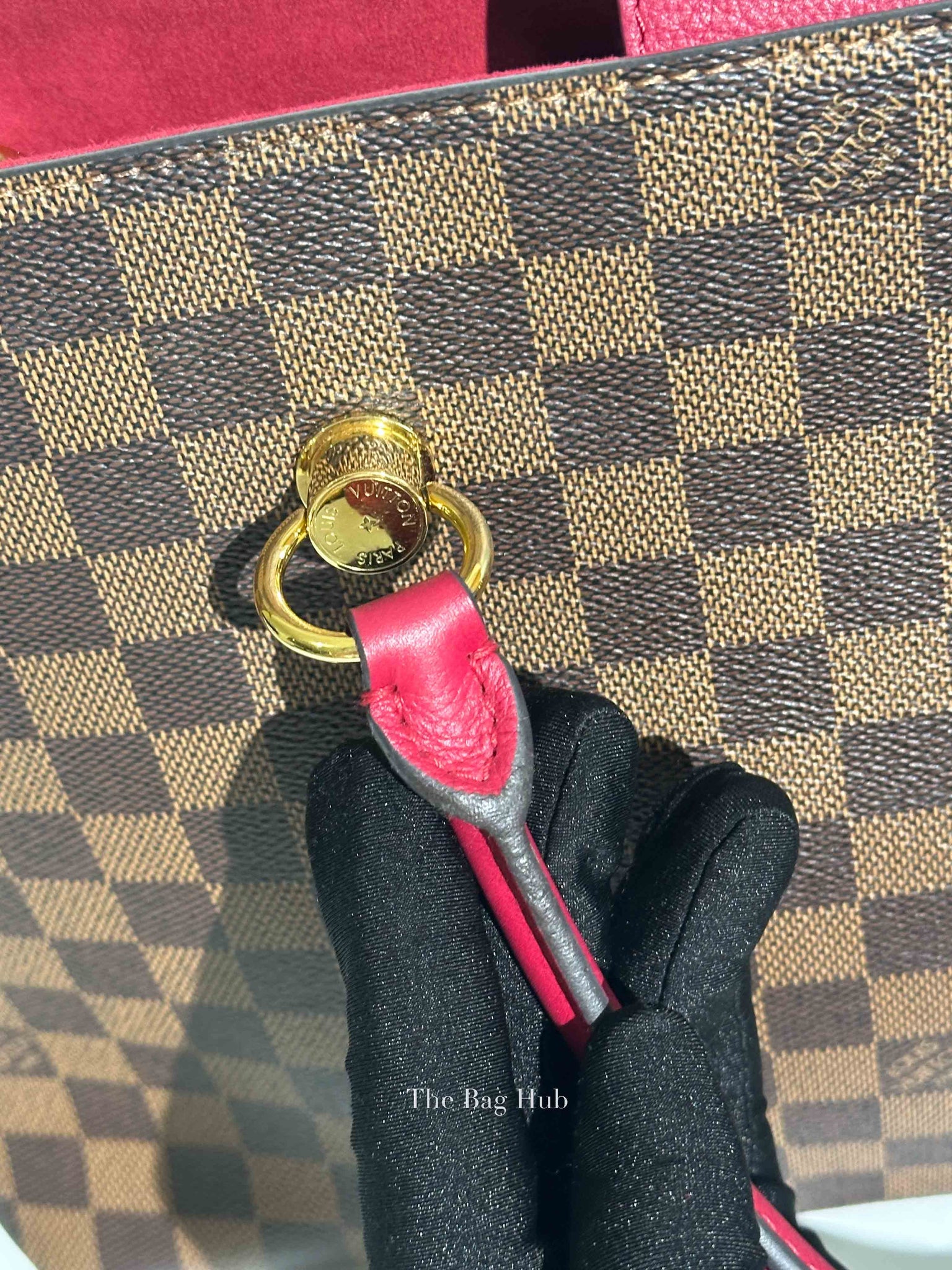 Louis Vuitton Red/Brown Damier Ebene Riverside Crossbody Tote Bag
