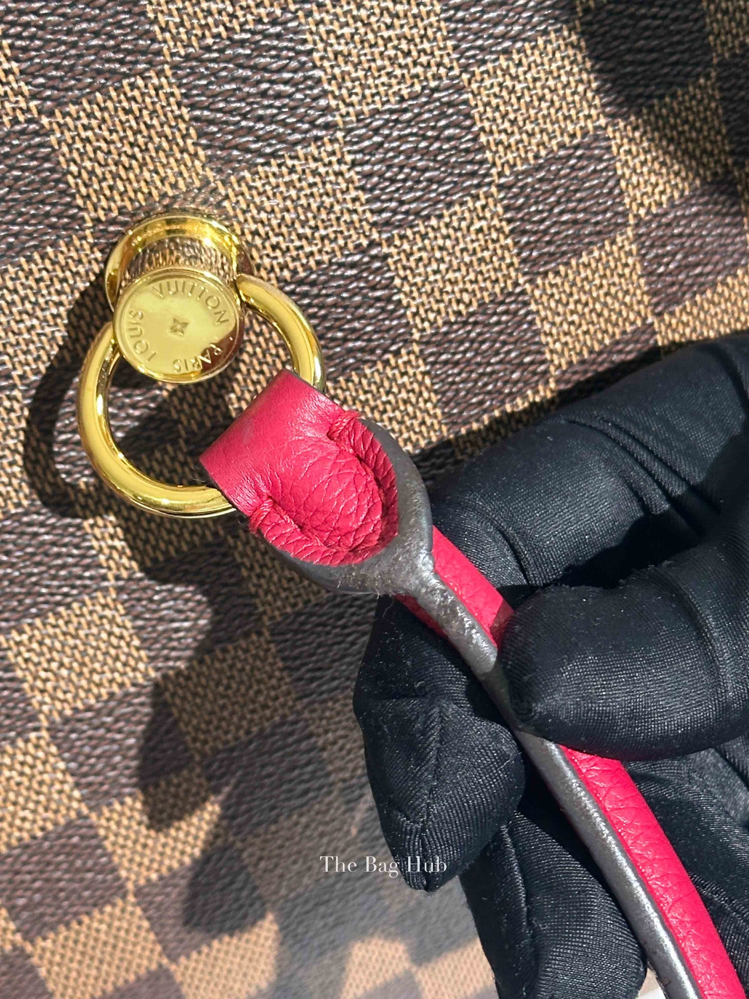 Louis Vuitton Red/Brown Damier Ebene Riverside Crossbody Tote Bag