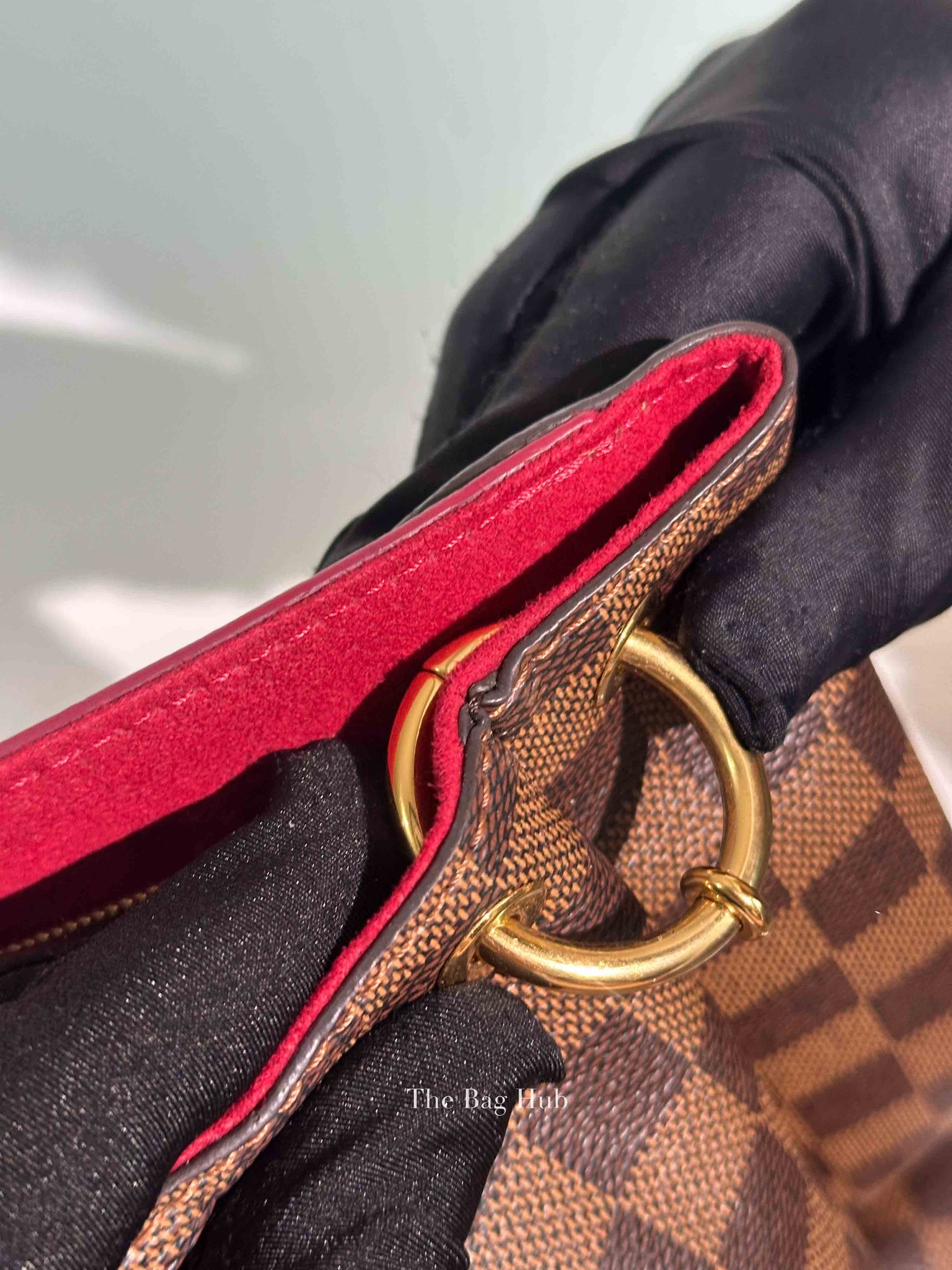 Louis Vuitton Red/Brown Damier Ebene Riverside Crossbody Tote Bag