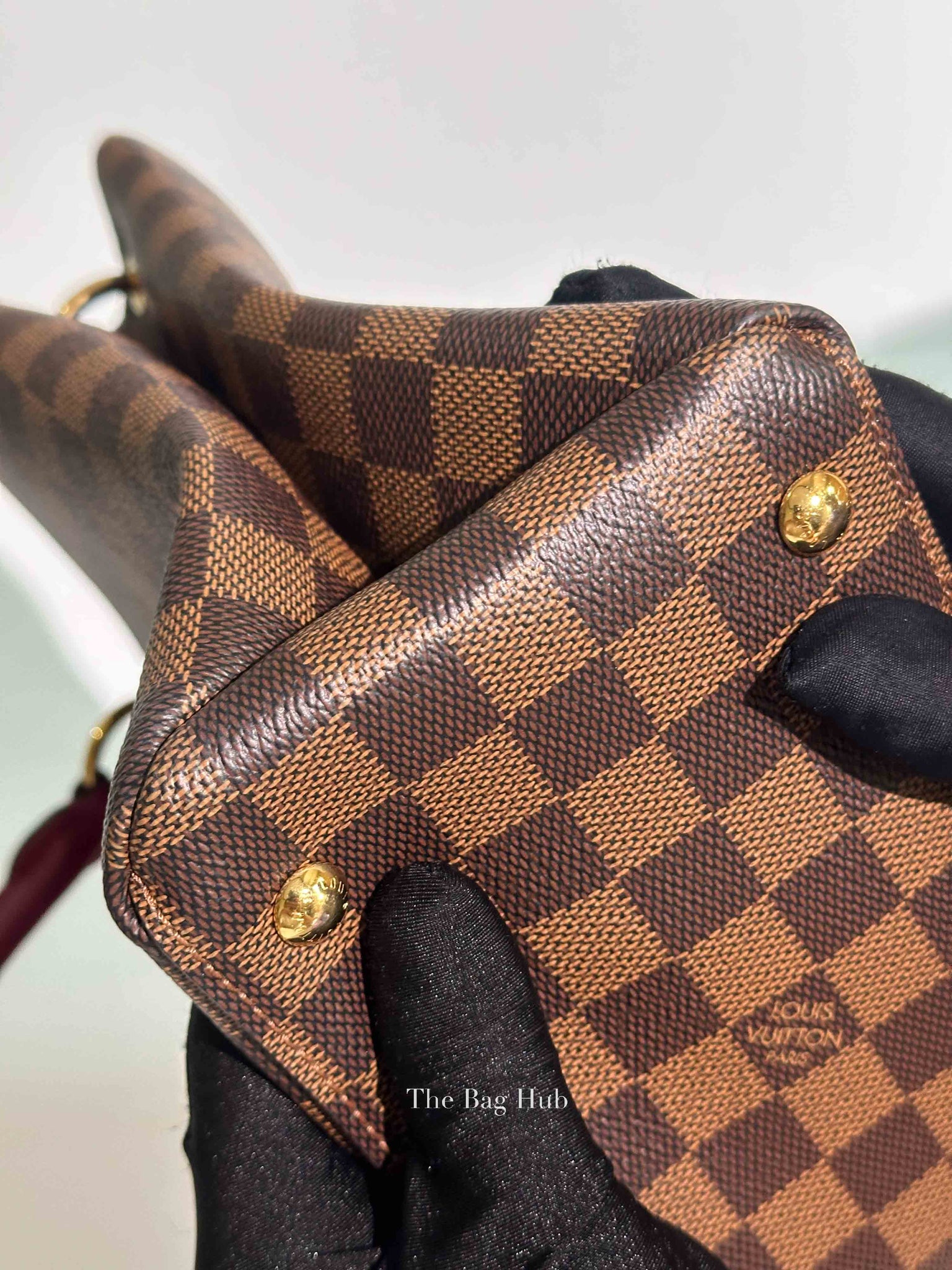 Louis Vuitton Red/Brown Damier Ebene Riverside Crossbody Tote Bag